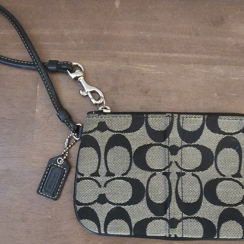 Coach Black and Tan Wristlet